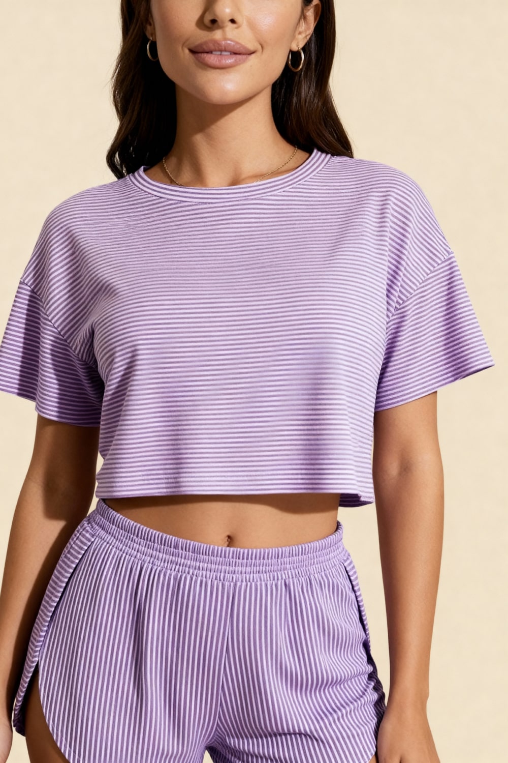 Carmen Mor Yırtmaçlı Şort ve Crop Üst Takımı