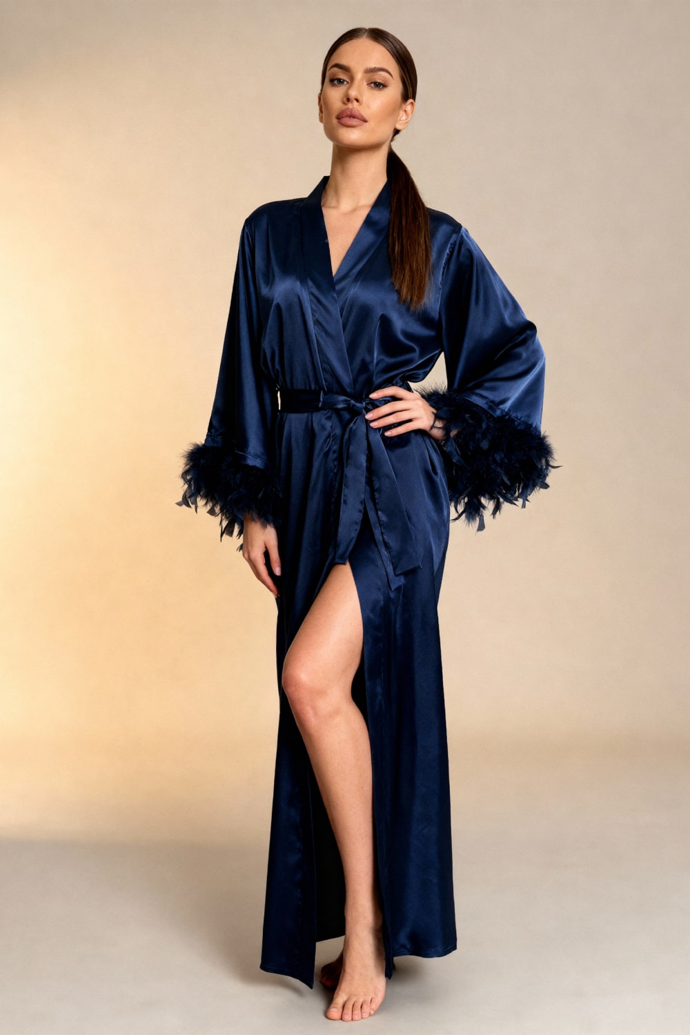Celiana Uzun Saten Kimono