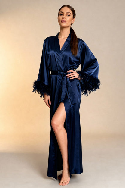 Celiana Uzun Saten Kimono