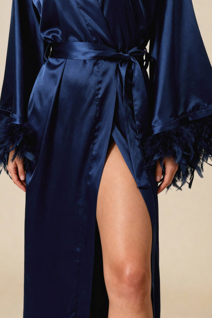 Celiana Uzun Saten Kimono